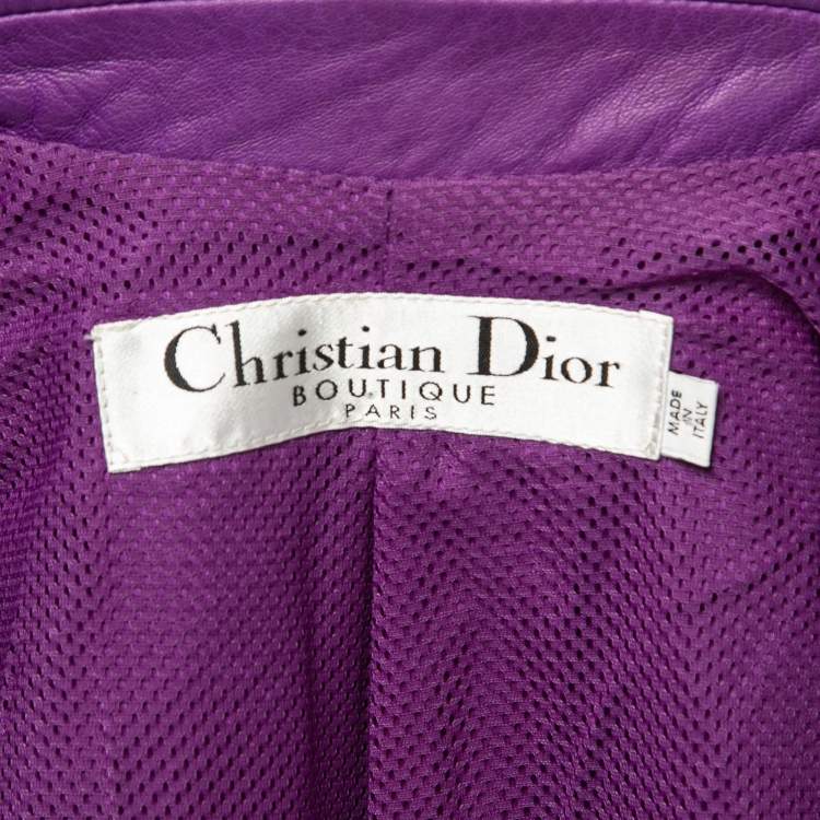 Pre Owned Dior Vintage Purple Leather Button Front Jacket M