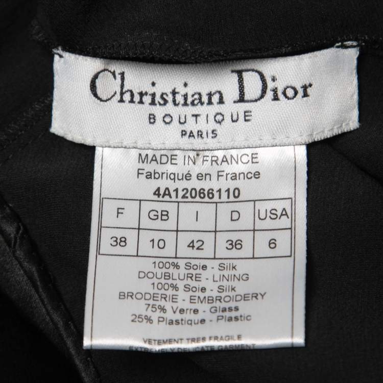 مملوكة مسبقًا Christian Dior Vintage Black Embroidered Silk Gown S