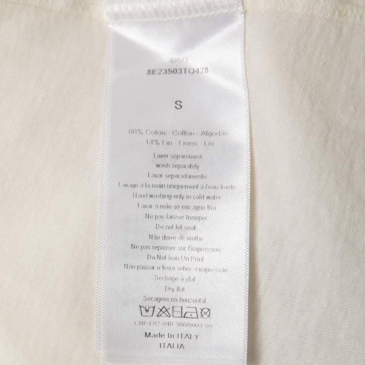 Pre Owned Christian Dior Cream Graphic Print Cotton T-Shirt S