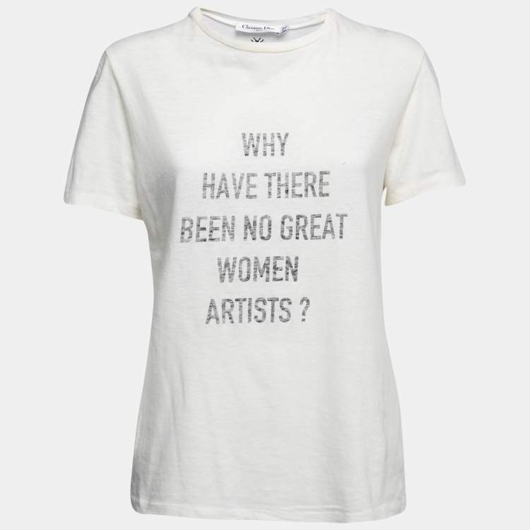Pre Owned Christian Dior Cream Graphic Print Cotton T-Shirt S