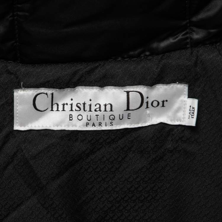 Pre Owned Christian Dior Vintage Synthetic Quilted Fur Trim Hooded Jacket L