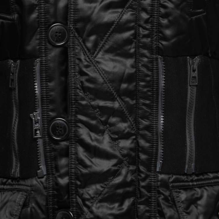 Pre Owned Christian Dior Vintage Synthetic Quilted Fur Trim Hooded Jacket L