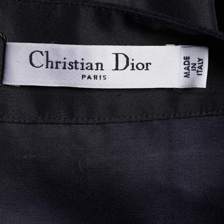 Pre Owned Dior Midnight Blue Cotton Silk Embellished Flared Blouse M