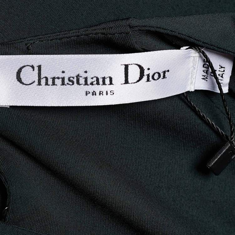 Pre Owned Dior Dark Green Crepe Raglan Sleeve Dress S