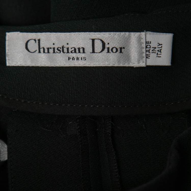 Pre Owned Christian Dior Black Wool Box Pleated Mini Skirt S