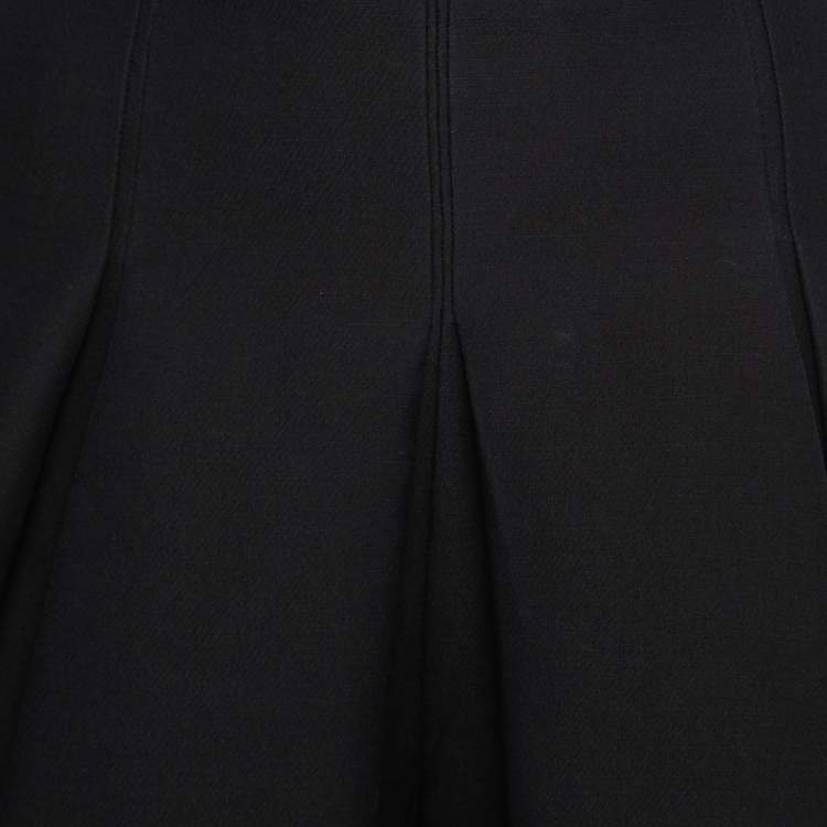 Pre Owned Christian Dior Black Wool Box Pleated Mini Skirt S