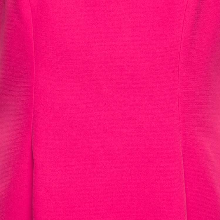 Pre Owned Christian Dior Hot Pink Silk Peplum Midi Dress L