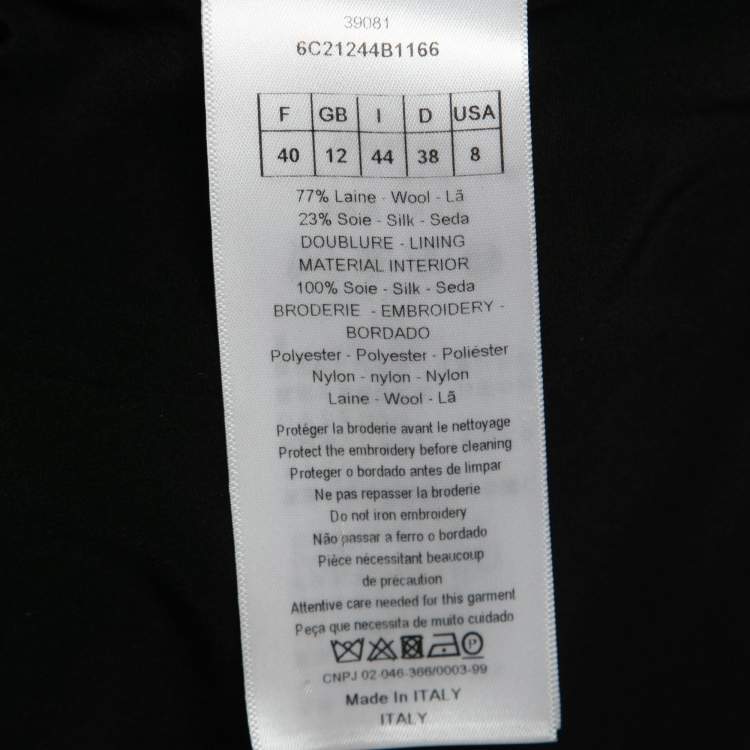 Pre Owned Christian Dior Black Crepe Patch-Detailing Tailored Blazer M