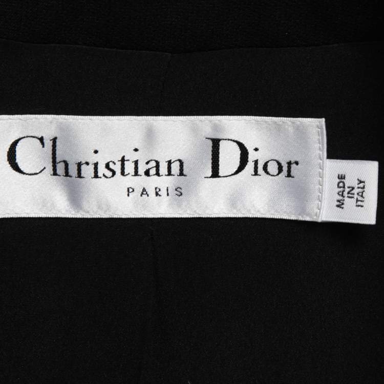 Pre Owned Christian Dior Black Crepe Patch-Detailing Tailored Blazer M