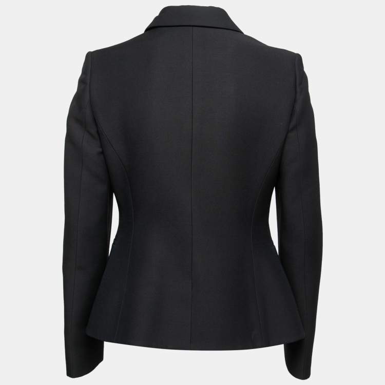 Pre Owned Christian Dior Black Crepe Patch-Detailing Tailored Blazer M