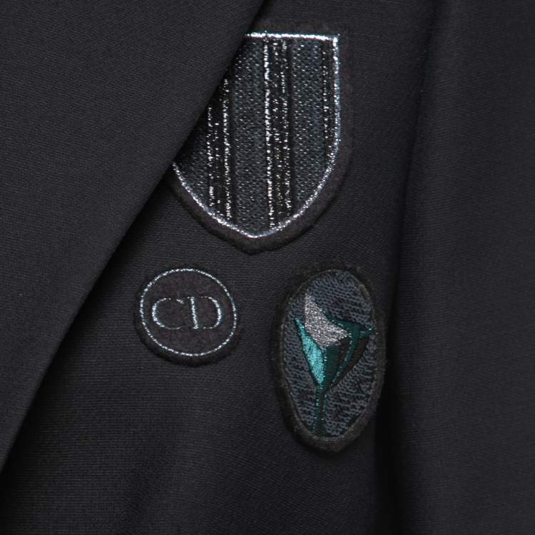 Pre Owned Christian Dior Black Crepe Patch-Detailing Tailored Blazer M