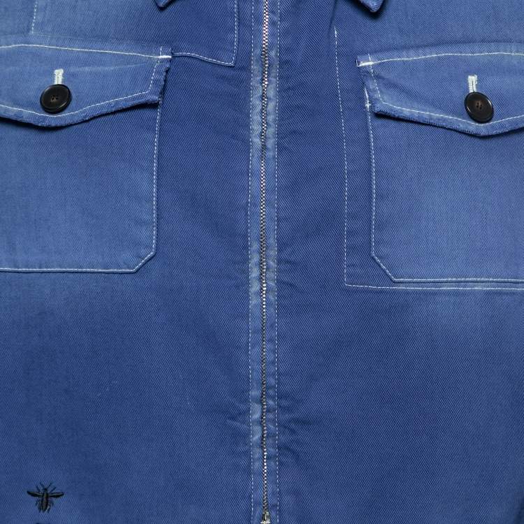 Pre Owned Christian Dior Blue Cotton Jacket & Pants Set M