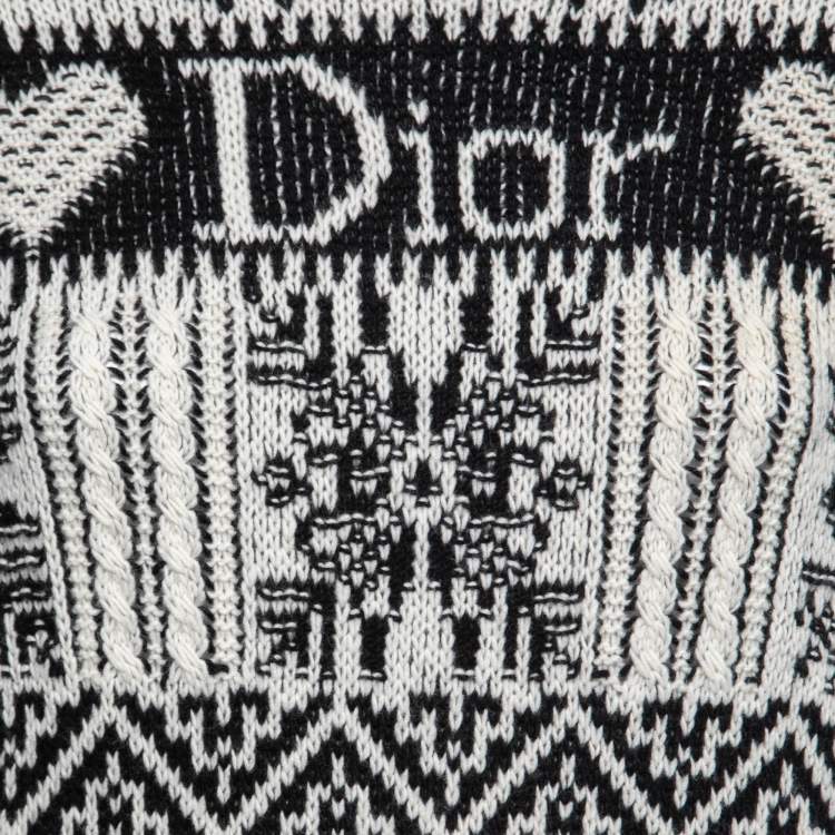 Pre Owned Christian Dior Boutique Vintage Black Patterned Wool Sweater M