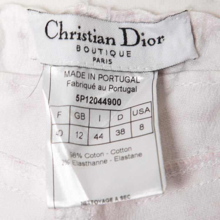 Pre Owned Christian Dior Boutique Vintage Pink Floral Monogram Printed Denim Jeans M Waist 27"
