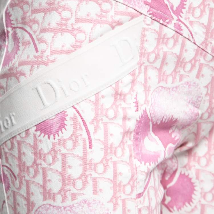 Pre Owned Christian Dior Boutique Vintage Pink Floral Monogram Printed Denim Jeans M Waist 27"