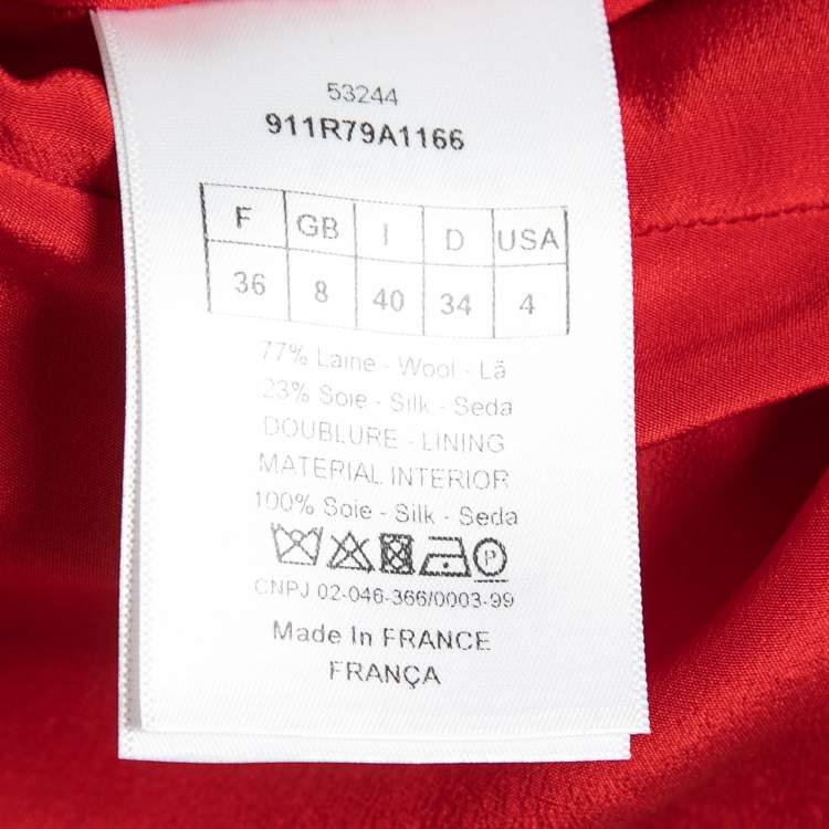 Pre Owned Dior Red Wool & Silk Flared Pleated Dress S