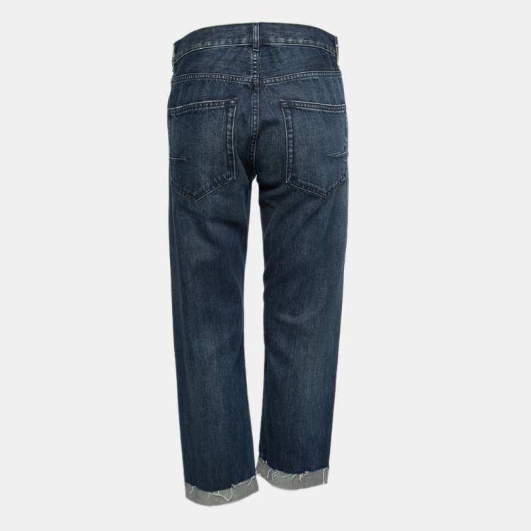 Pre Owned Christian Dior Blue Denim 01 Boyfriend Jeans S Waist 27"