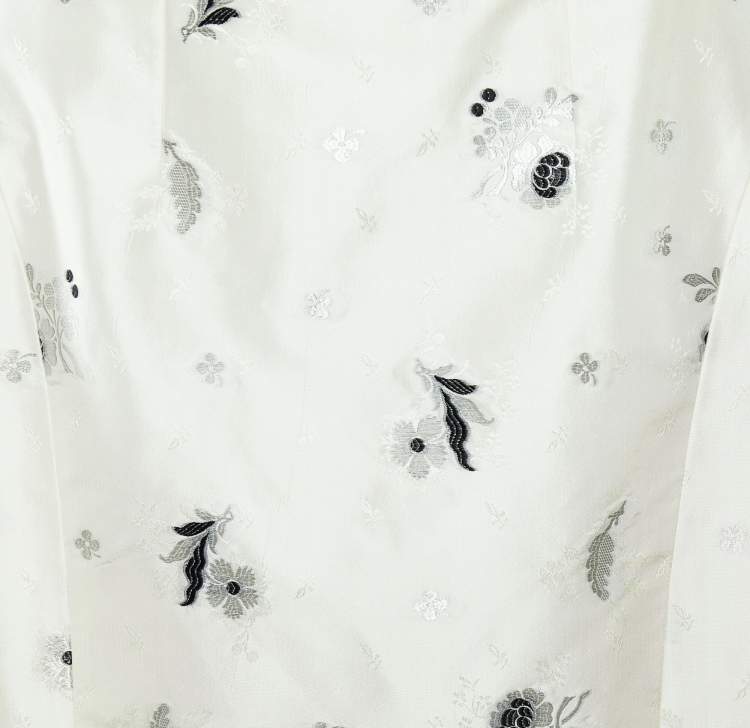 Pre Owned Dior Ivory Silk Blend Floral Brocade Midi Skirt M