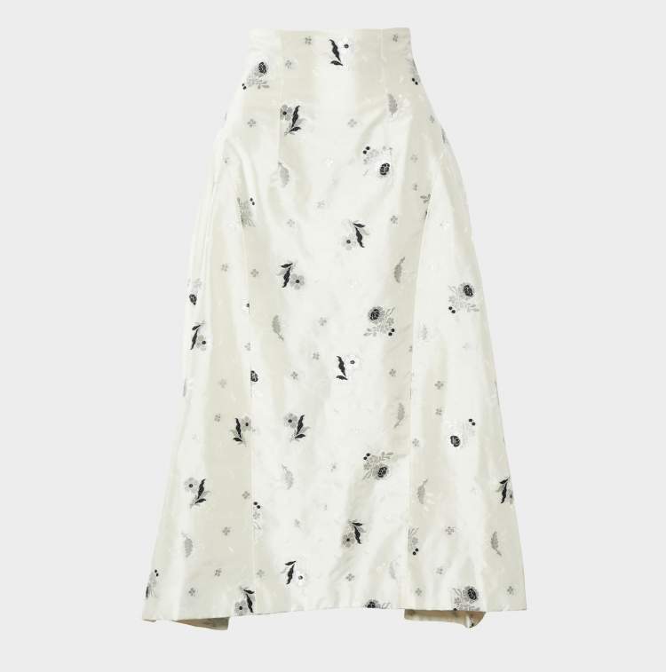 Pre Owned Dior Ivory Silk Blend Floral Brocade Midi Skirt M