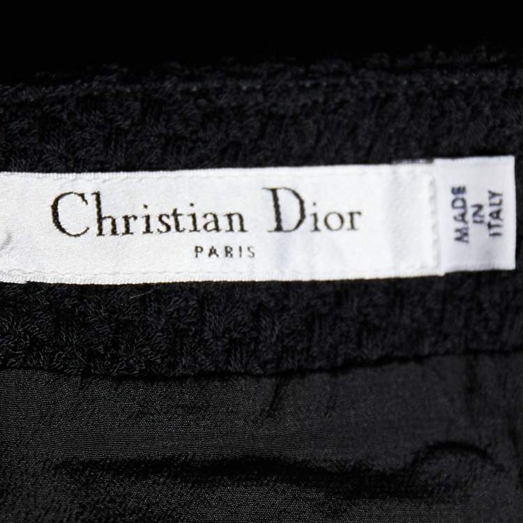 Pre Owned Dior Black Textured Wool Pencil Skirt M