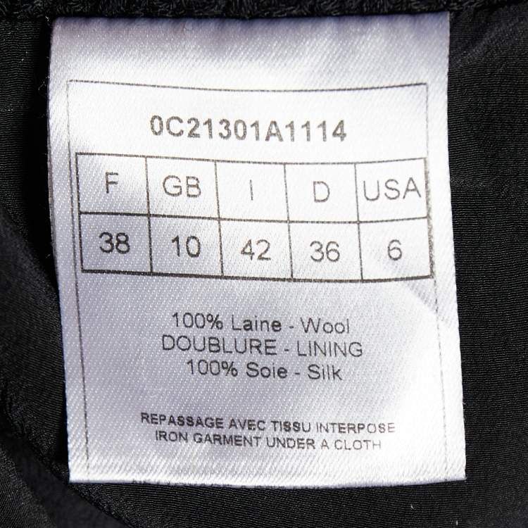 Pre Owned Dior Black Textured Wool Pencil Skirt M
