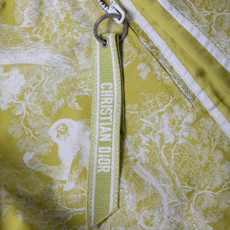 Pre Owned Christian Dior Lime Green Canvas Motif Shorts M