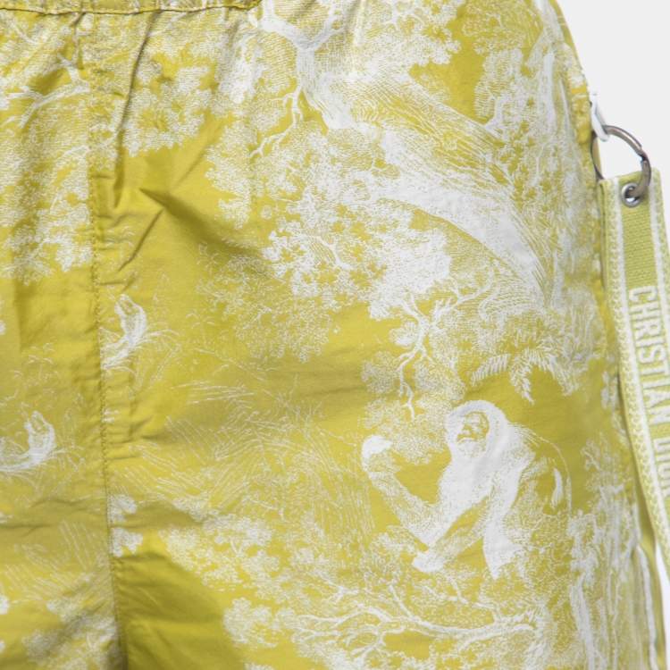 Pre Owned Christian Dior Lime Green Canvas Motif Shorts M