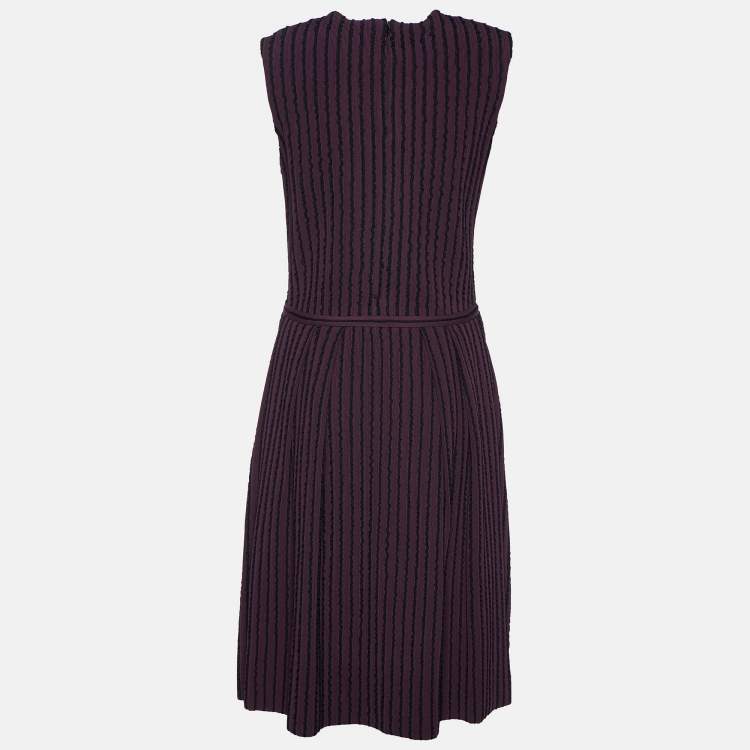 Pre Owned Christian Dior Dark Purple Knit Sleeveless Midi Dress L