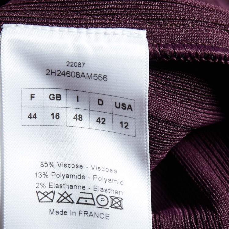Pre Owned Christian Dior Dark Purple Knit Sleeveless Midi Dress L