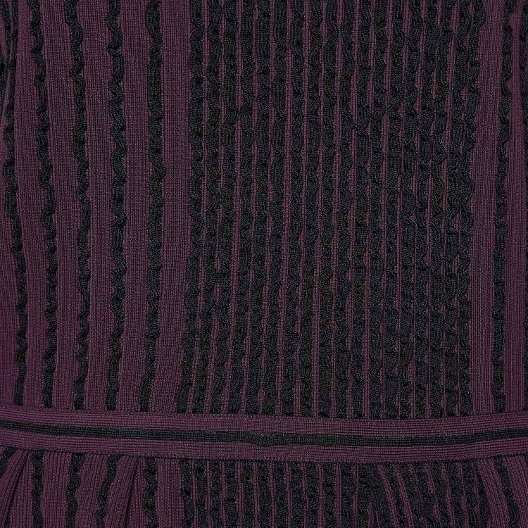 Pre Owned Christian Dior Dark Purple Knit Sleeveless Midi Dress L