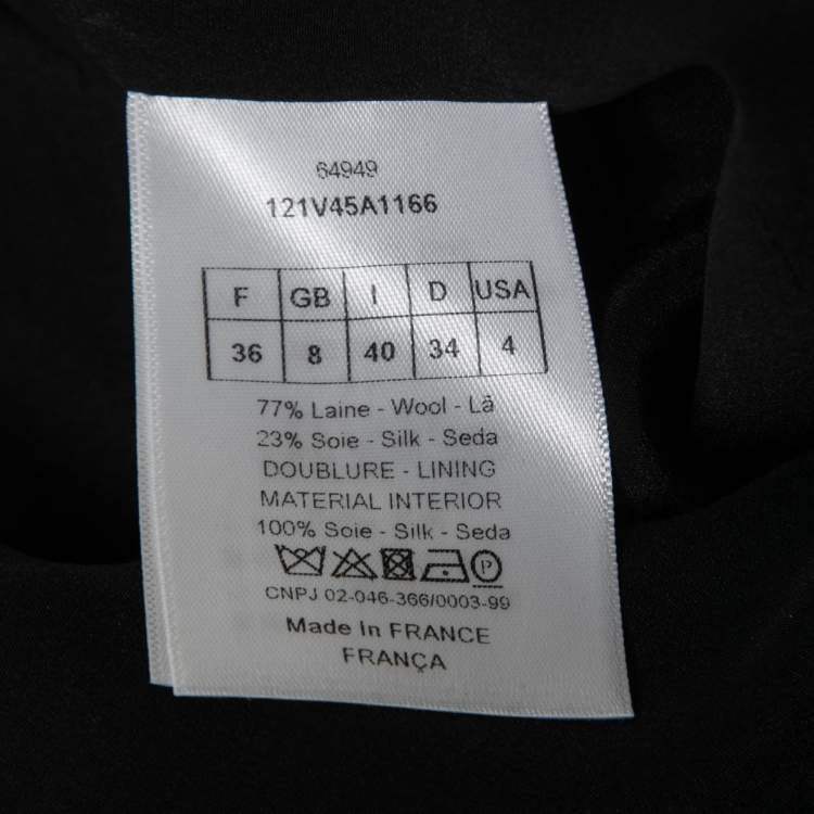 Pre Owned Christian Dior Black Wool & Silk Laced Palto Jacket S