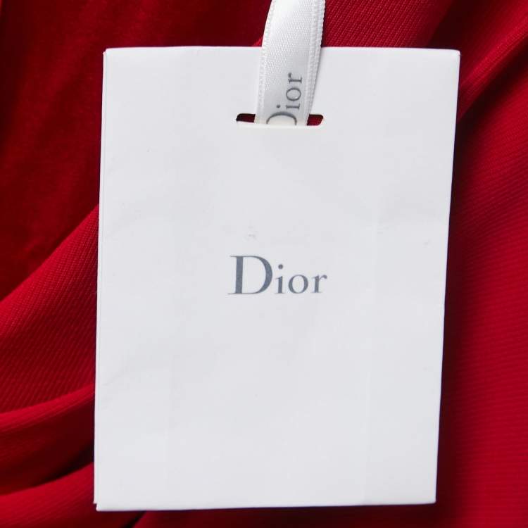 Pre Owned Dior Rouge Red Wool Sleeveless Belted Midi Dress S