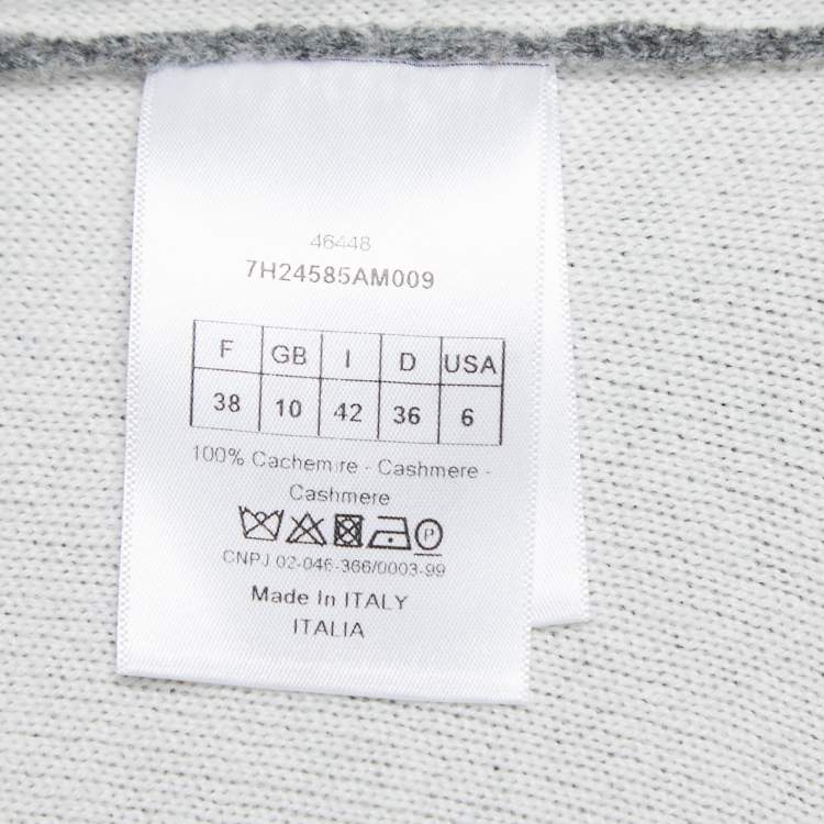 Pre Owned Christian Dior Grey Cashmere J'adior 8 Hooded Jumper M