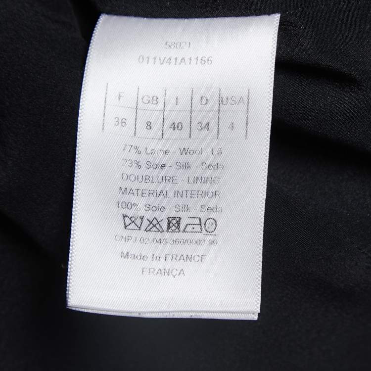 Pre Owned Christian Dior Black Wool & Silk Jacket & Pants Set S