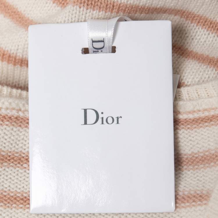 Pre Owned Christian Dior Pink Striped Cashmere Forte Dei Marmi Pullover M