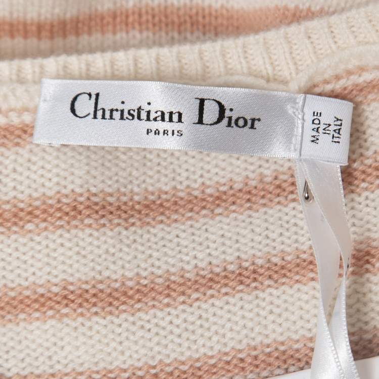 Pre Owned Christian Dior Pink Striped Cashmere Forte Dei Marmi Pullover M
