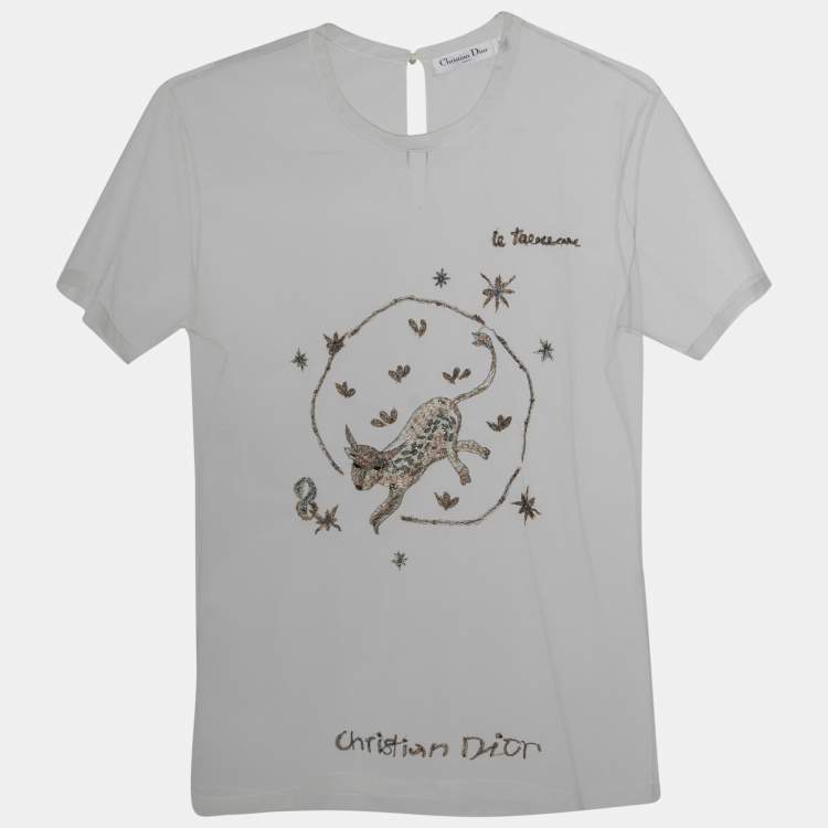 Christian Dior White Embroidered Tulle Le Taureau T-Shirt M Dior | The  Luxury Closet