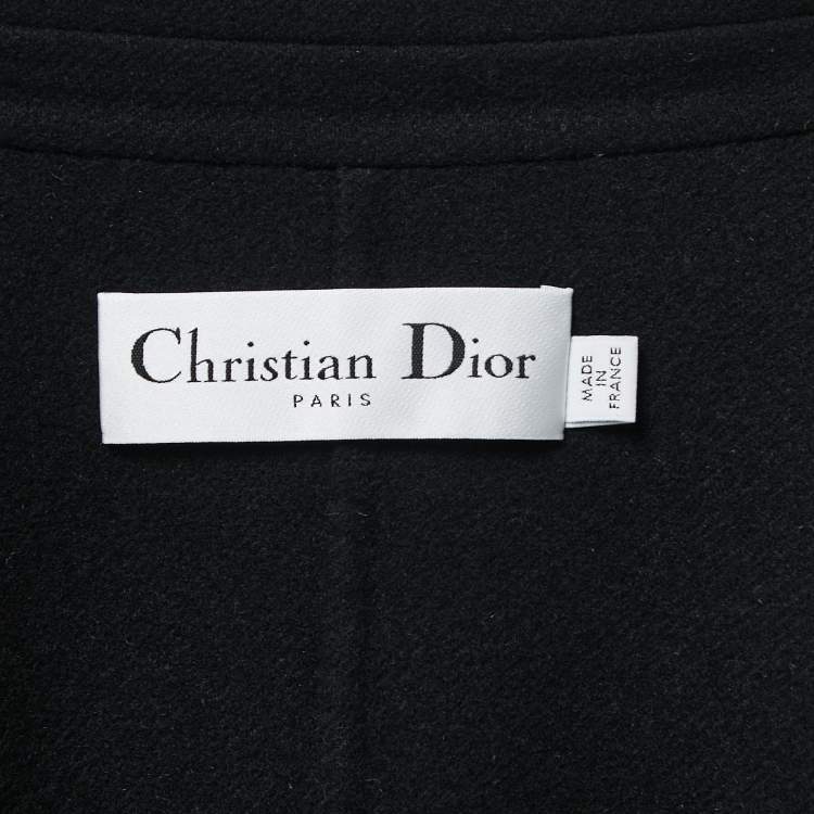 Pre Owned Dior Black Wool & Rabbit Hair Belted Coat M