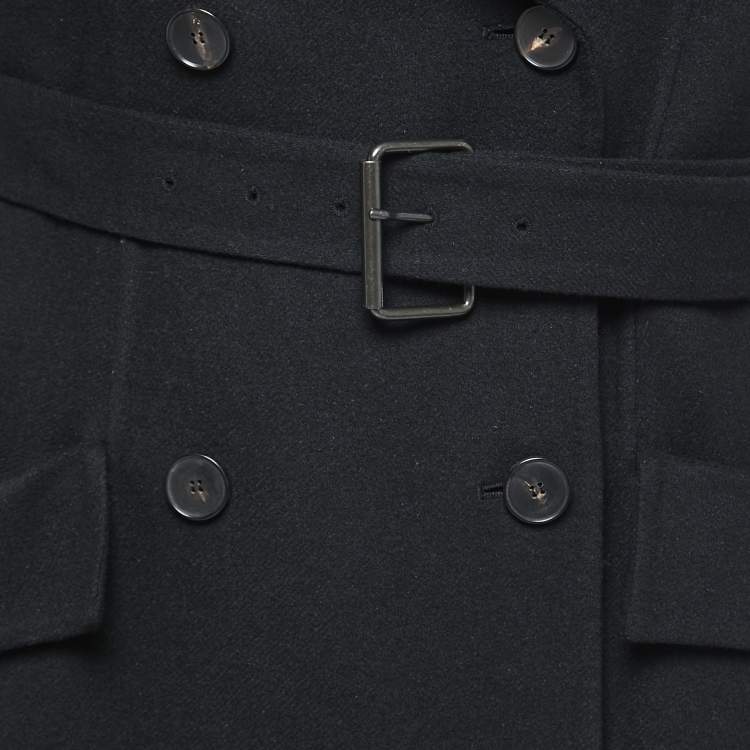 Pre Owned Dior Black Wool & Rabbit Hair Belted Coat M