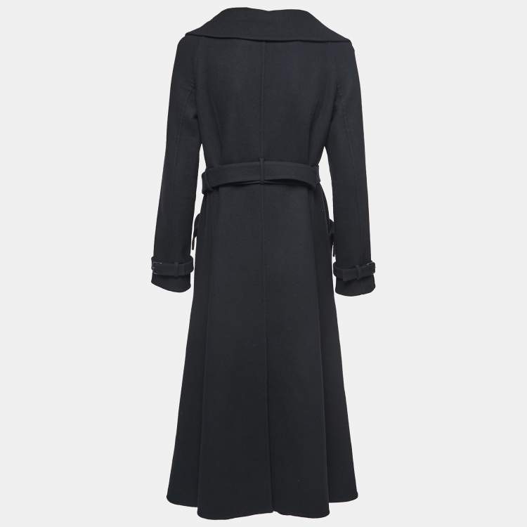 Pre Owned Dior Black Wool & Rabbit Hair Belted Coat M