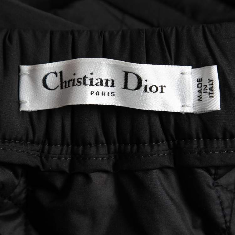 Pre Owned Dior Black Macrocannage Quilted Midi Skirt M