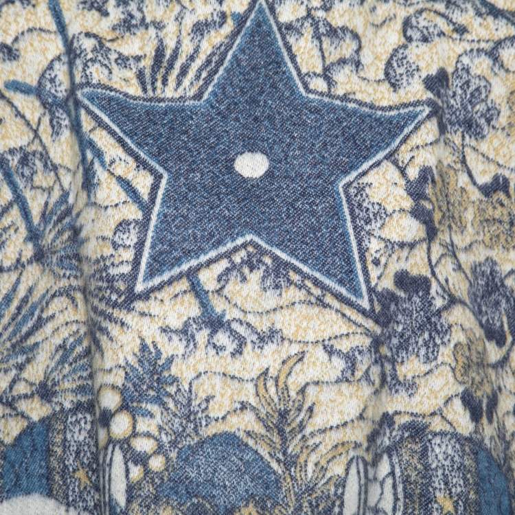 Pre Owned Dior Blue L'Etoile Cashmere Fringed Poncho One Size