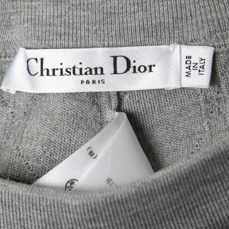 Pre Owned Dior Grey Cannage Wool & Silk Knit Joggers S