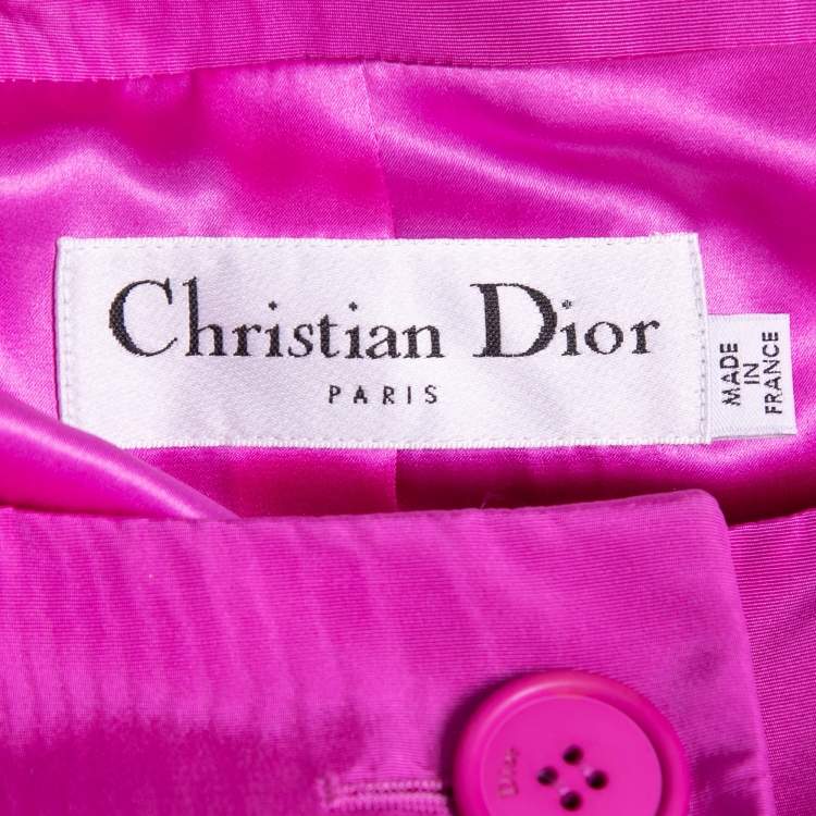Pre Owned Dior Pink Silk Belted Coat Dress L