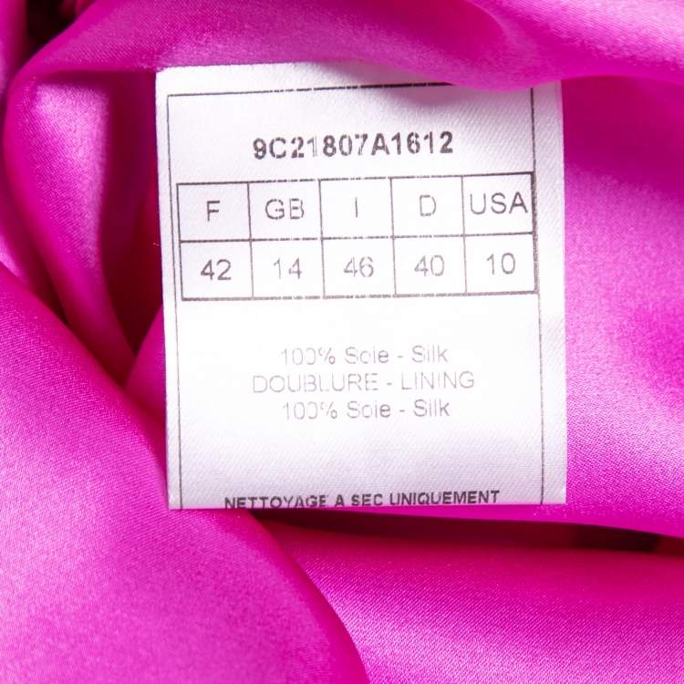 Pre Owned Dior Pink Silk Belted Coat Dress L