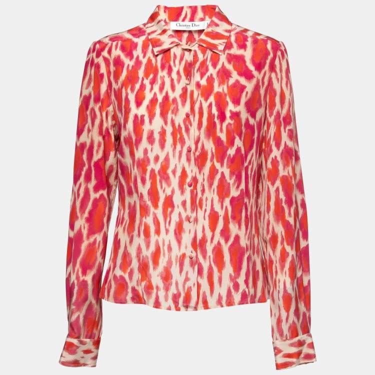 Christian Dior Pink Animal Print Silk Shirt L Dior | The Luxury Closet