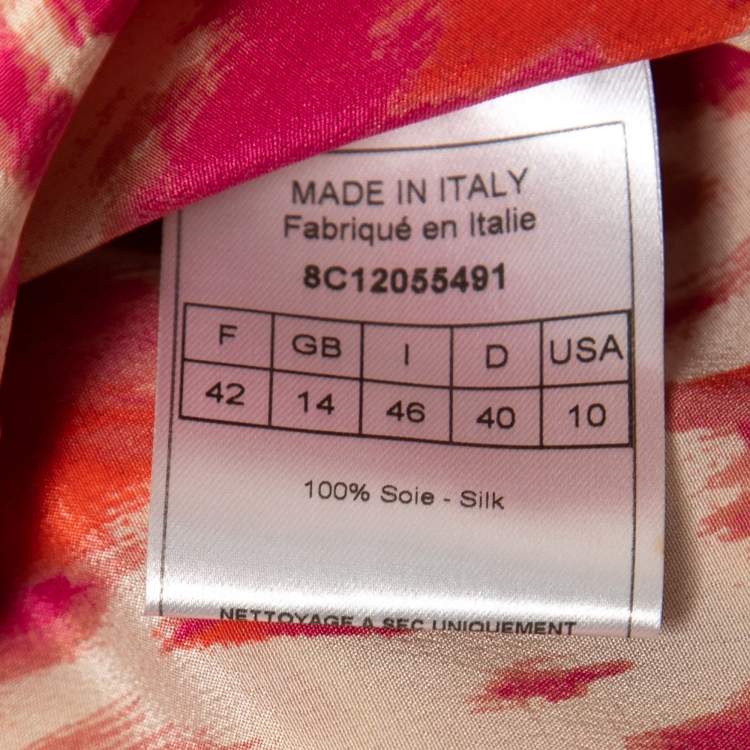 Pre Owned Christian Dior Pink Animal Print Silk Shirt L