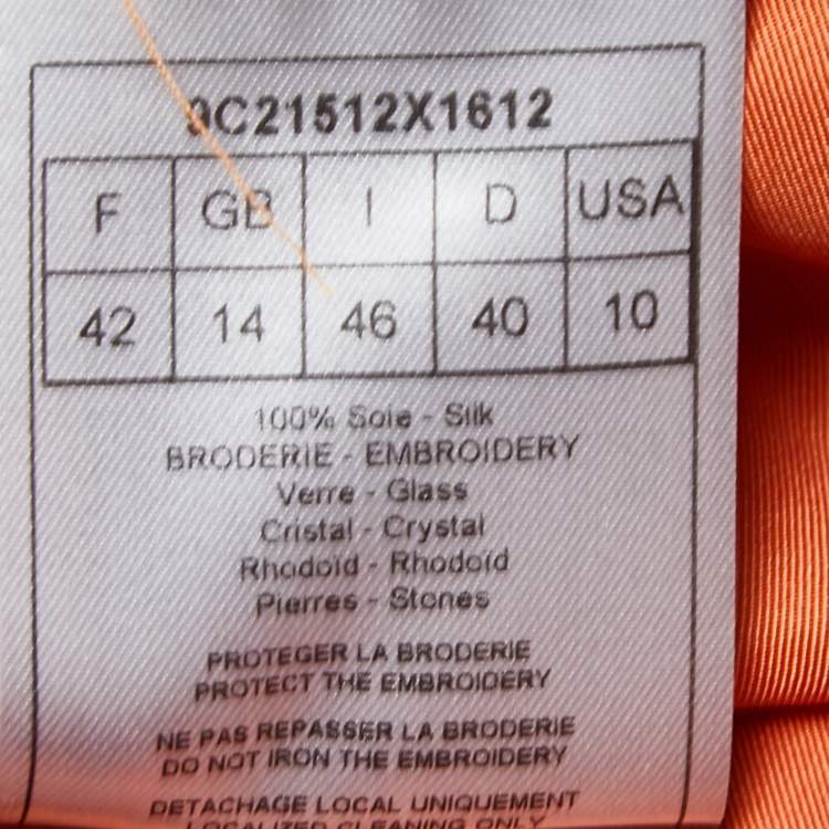 Pre Owned Christian Dior Orange Silk Embellished Off Shoulder Top M