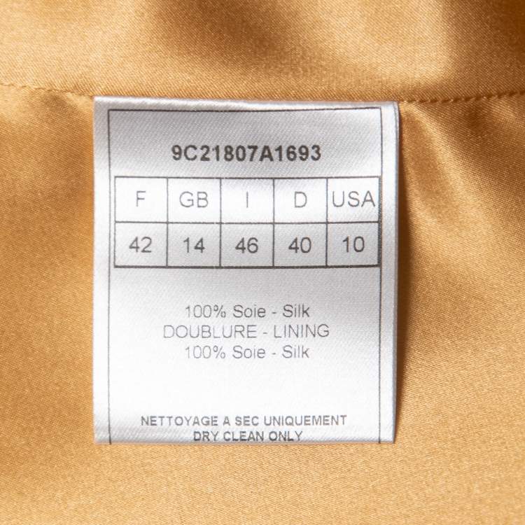 Pre Owned Christian Dior Yellow Animal Print Silk Belted Midi Dress L