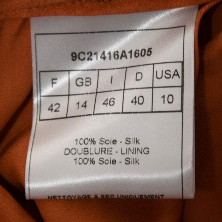 Pre Owned Christian Dior Orange Organza Belted Wide Leg Pants L